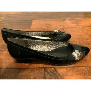 Coach Black Patent Leather Trina Flats W/ Bow, Size 7.5 US F2080